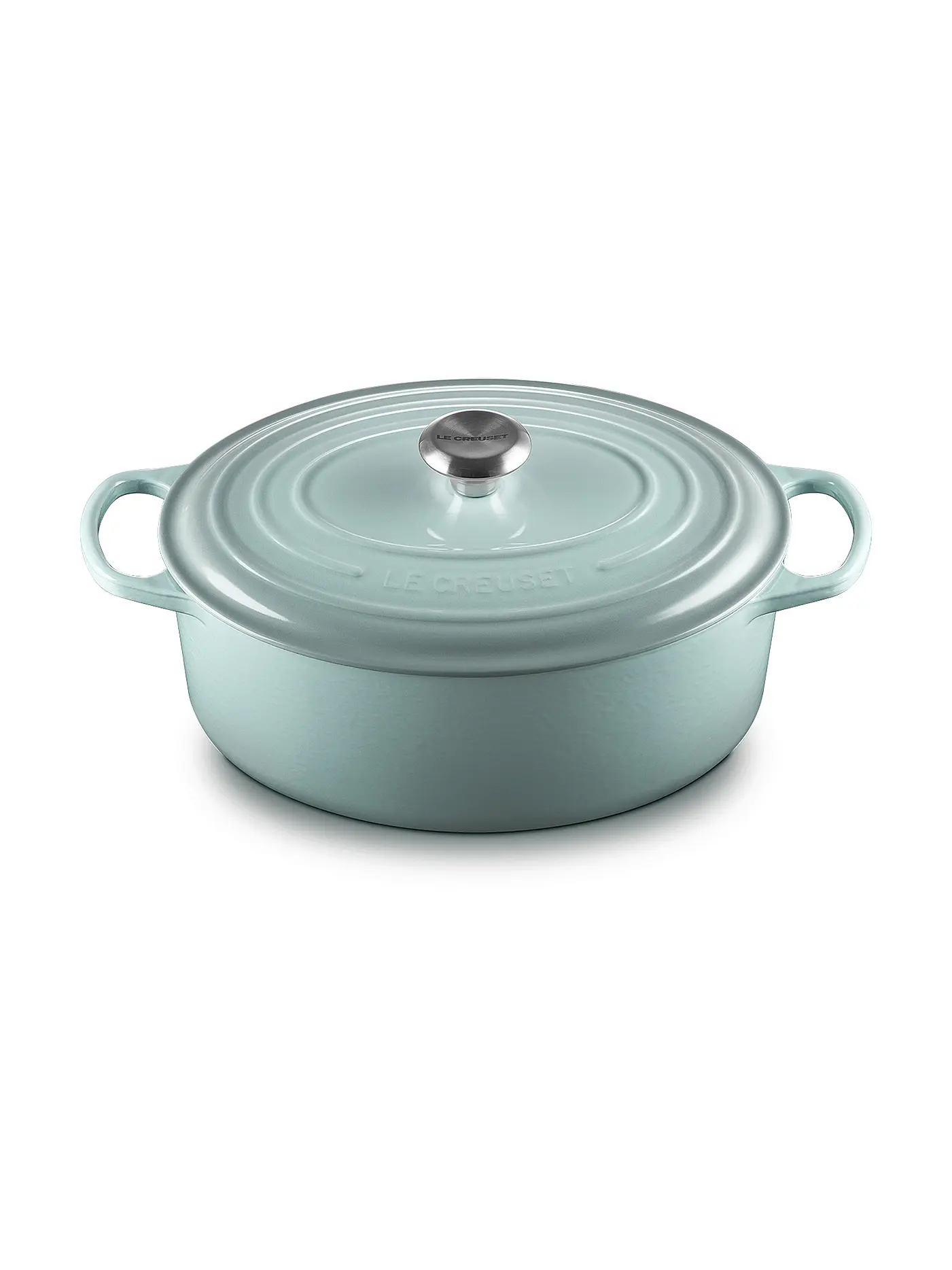 LE CREUSET | Bräter oval SIGNATURE 31cm 6,3l (Ofenrot) | hellgrau